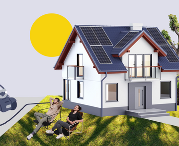 Screenshot aus dem Erklärfilm Solar, Haus mit Sphären-Sonne